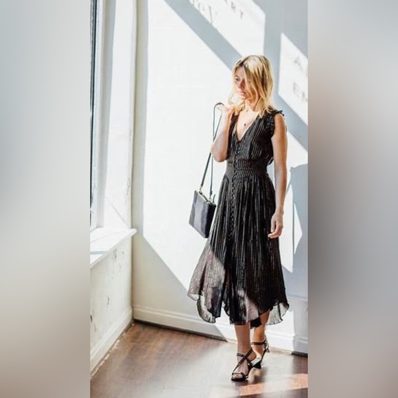 🔥Spell Mystic Sleeveless Midi Dress Black & Gold Size XS - Picture 1 of 8